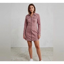 BDG Urban Outfitters Women's June Zip-Front Mini Denim Dress Size 6 Minimalist