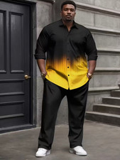 Men's Outfit 2 Piece Set Shirt  Pants Suit PLUS SIZE BIG 4XL