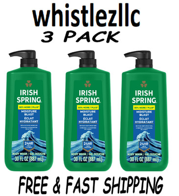 Irish Spring Moisture Blast Body Wash for Men Large 30 fl oz Bottle each--3 Pack