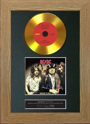 #150 ACDC - Highway to Hell Gold CD COVER MOUNTED A4 Autograph Repro Print