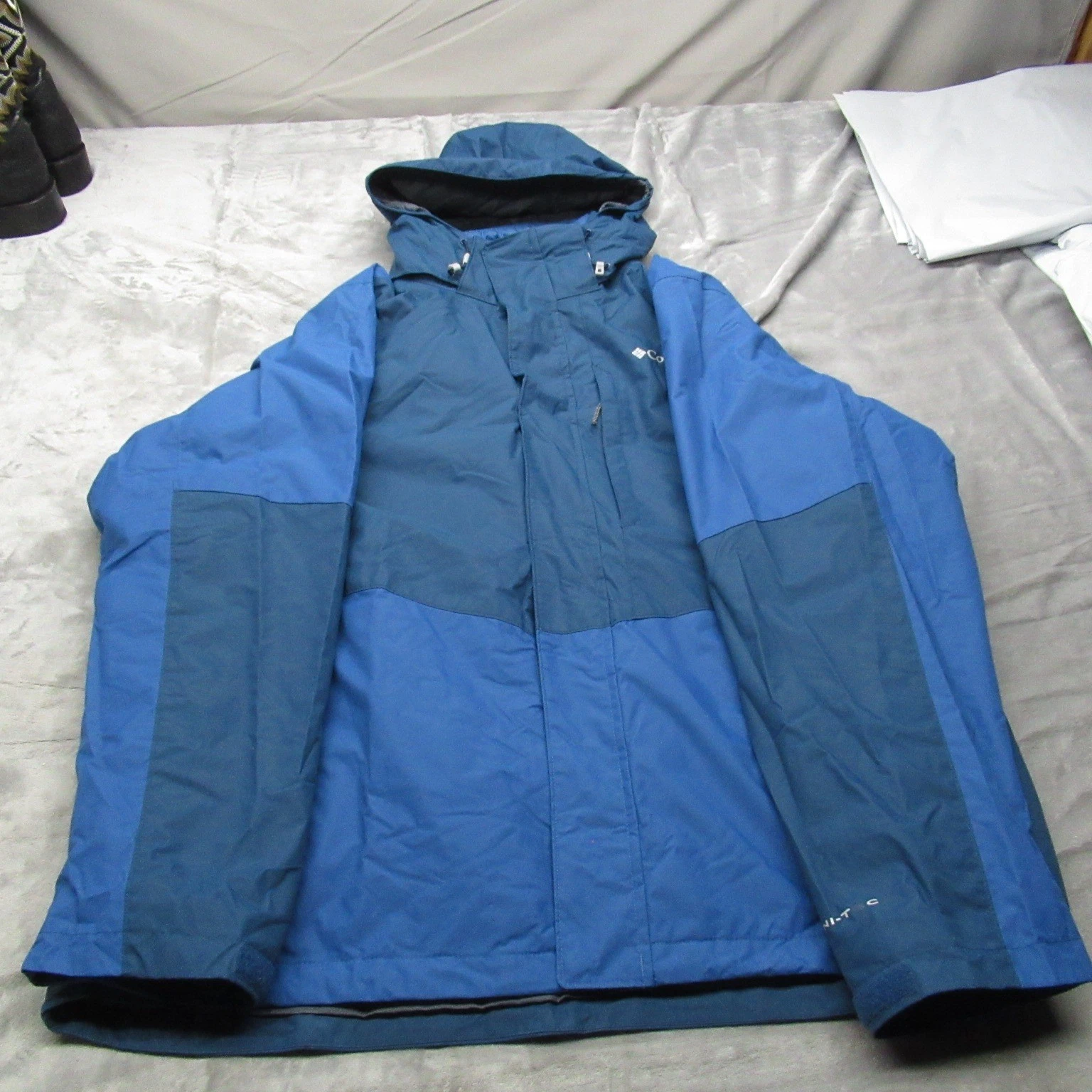 Columbia Arctic Trip Jacket Mens XL Blue Snow Hood Removable Liner 3in1 READ