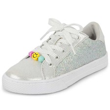 The Children Place Girls Beaded Glitter Low Top Sneakers Metallic YOUTH 4