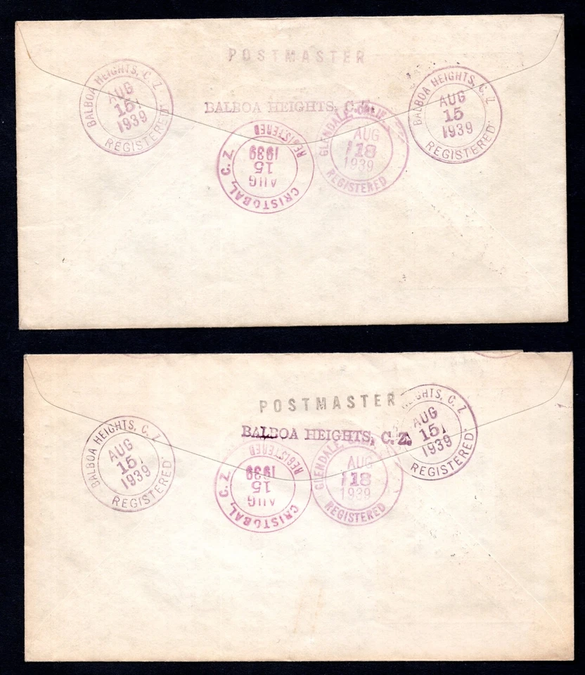 US CANAL ZONE 1939 25TH ANNIVERSARY SET OF 16 ON 5 FIRST DAY OF ISSUE COVERS - Image 2 of 4