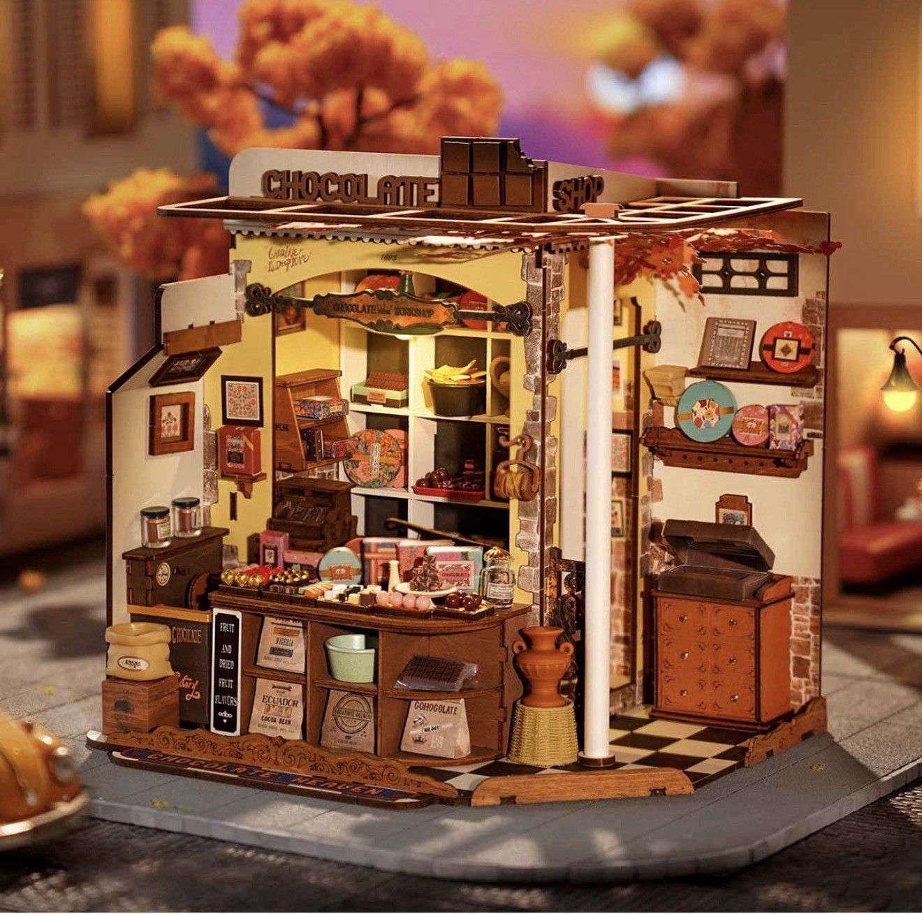Rolife DG174 Henry’s Chocolate Shop Miniature DIY Dollhouse Room Kit, Wooden Kit