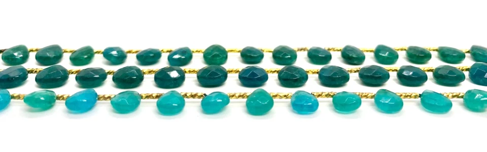 Cuarzo Cristal Color Esmeralda Verde LÁGRIMA FACETADA Y BRIOLETTE Varios Tamaños Foto 2 de 3