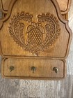 Vintage Wood Carved Mail/ Key Holder 1970s Small Stain Flaw On Bottom Holder — photo 5