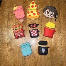 Lot Of 8 Preowned AirPods Cases Bulk Mixed Gen 1 /2 Silicone Character Covers
