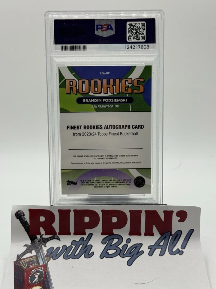 2023 Topps Finest BRANDIN PODZIEMSKI RC Auto #RFA-BP Rookie Warriors PSA 10 - Image 2 of 2