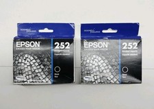 2x Genuine Epson 252 Black Ink Cartridges Exp 12/25, 10/23 Sealed