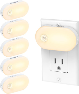 Plug in Night Light with Motion Sensor, Smart Warm White LED Nightlights with 1-