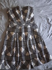 White House Black Market Strapless Fit Flare Pleated Geometric Dress 8