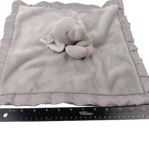 Carters Gray Elephant Security Blanket Plush Lovey Satin Trim 14” Baby Toy - Picture 12 of 13