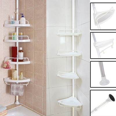4 Layer Bathroom Shower Bath Caddy Corner Storage Rack Wall Shelf Pole Organizer Ebay