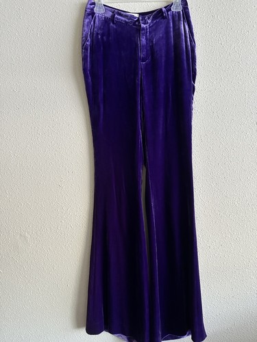 NWOT Women’s L'Agence Purple Velvet Flared Trousers Pants Size 2 Party Formal - Picture 2 of 7