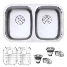 Ruvati 29-inch Undermount 50/50 Double Bowl 16Gauge Kitchen Sink- RVM4301 (4919)