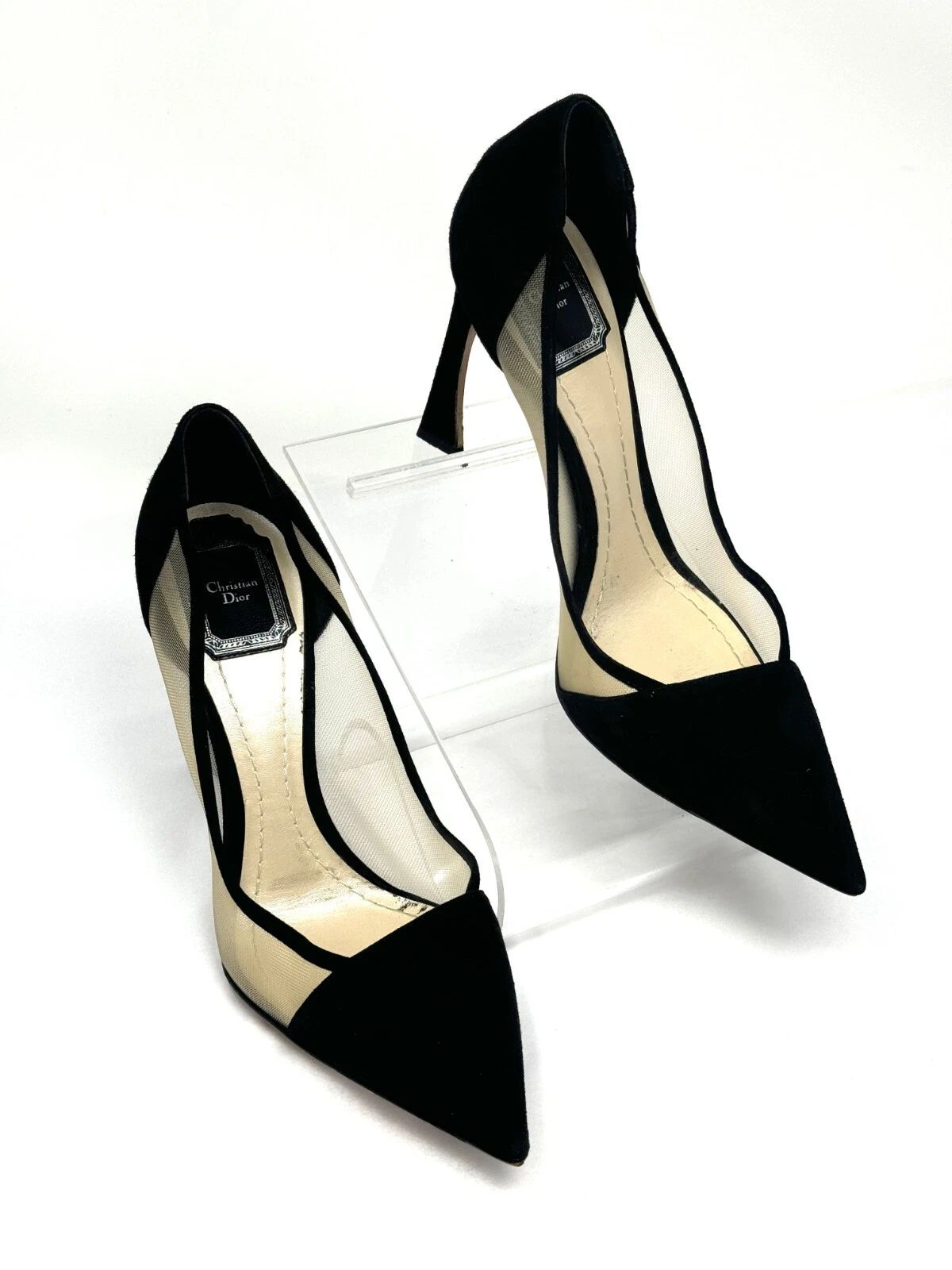 DIOR   Escarpins noirs en daim/mesille   Taille : 39