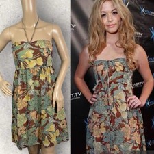 Urban Outfitters Kimchi Blue Floral Boho Halter Dress Brown Size Medium Smocked