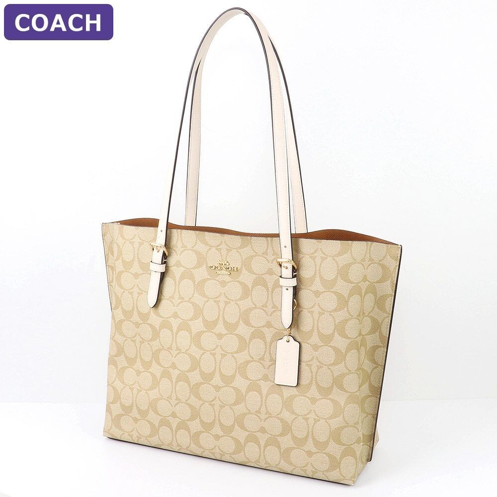 COACH Mollie Tote Signature Canvas Khaki Chalk 1665 Outlet NEW