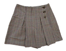 Vintage Plaid Gingham Skort Skirt Buttons with Zipper Preppy USA Waist 25-26