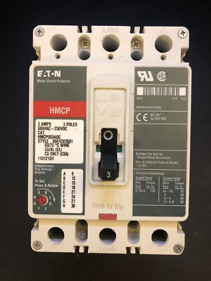 Eaton Motor Circuit Protector HMCP LOOK! 3 AMPS 3 Poles HMCP003AOC 600VAC 250VDC