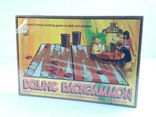 Vintage 1973 Deluxe Backgammon Pleasantime  Pieces Dice Cups Pacific Game Co