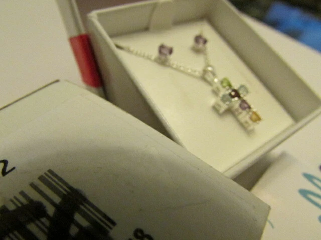 Nuevo Collar Sevilla Cruz Plata Multicolor Piedras Plata Esterlina JB-6 #56 Foto 4 de 4