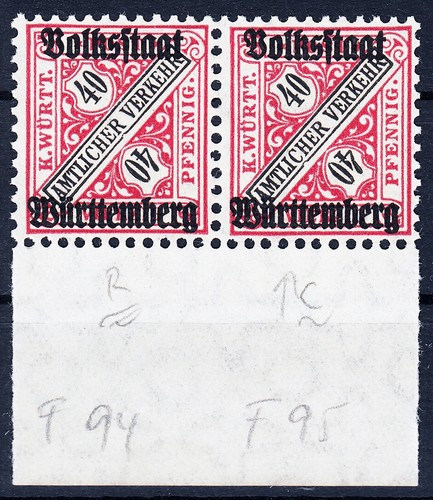 == Ad Württemberg Mi. 268 Sesso Quattro Ur Pf I+II, Cat. ==