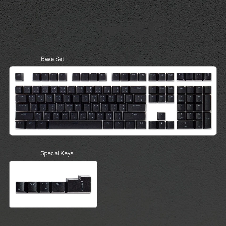 Thai Keycaps for Mechanical Keyboard  Black White Color 113 Keys ABS OEM Keycaps - Image 2 of 4