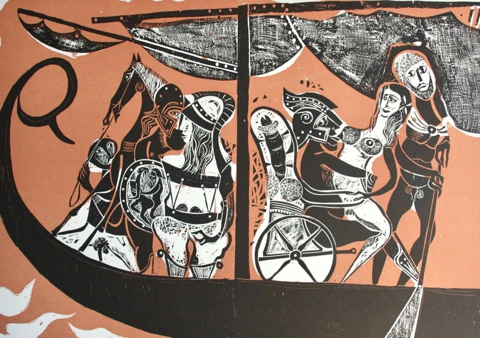 Karl-Heinz Hansen Bahia (1915-1978), Farbholzschnitt, "Das große Odysseus Boot" - Bild 3 von 4