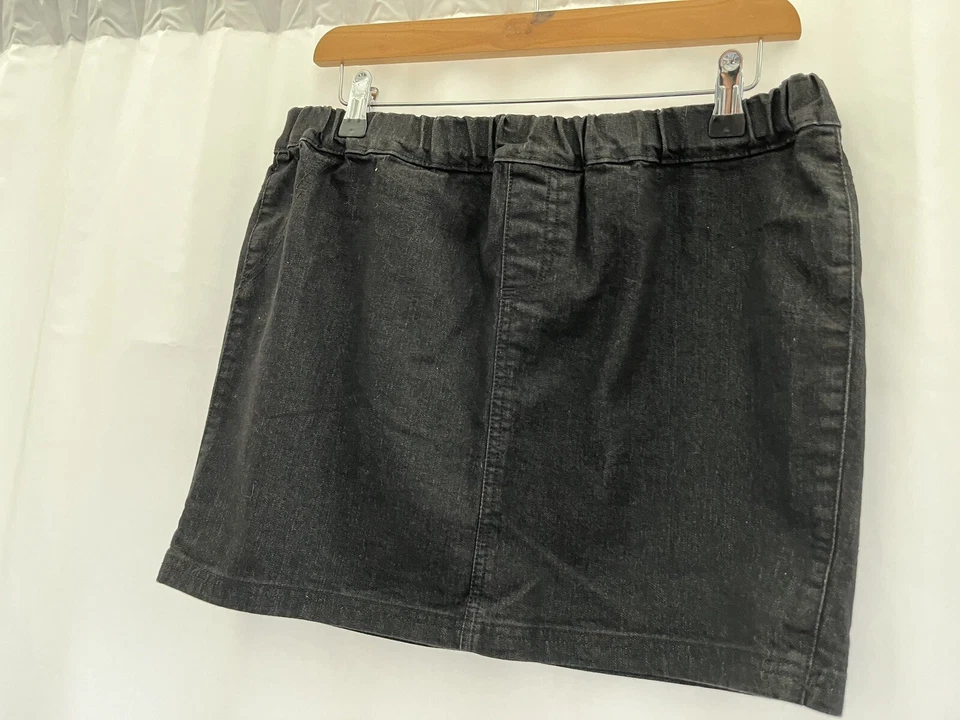 F&F Black Denim Mini Skirt Size 12 Cotton Blend - Image 3 of 4