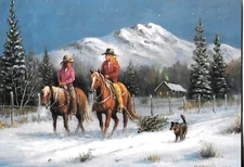 Leanin' Tree #7478 - Cowgirls ridin in Snow 10 Blank Note Cards w/Envelopes NOS