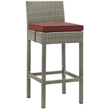 Modway Conduit Outdoor Patio Wicker Rattan Bar Stool in Light Gray Currant