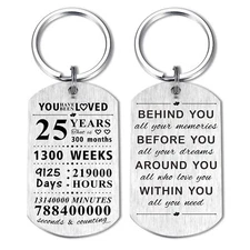 Emideary 25th Birthday Gifts for Women Men - Happy 25 Years Bday Keychain for...