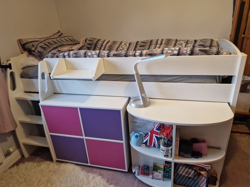 Stompa mid-sleeper Cabin Bed with desk, matching cupboard & bookcase - Picture 2 of 10