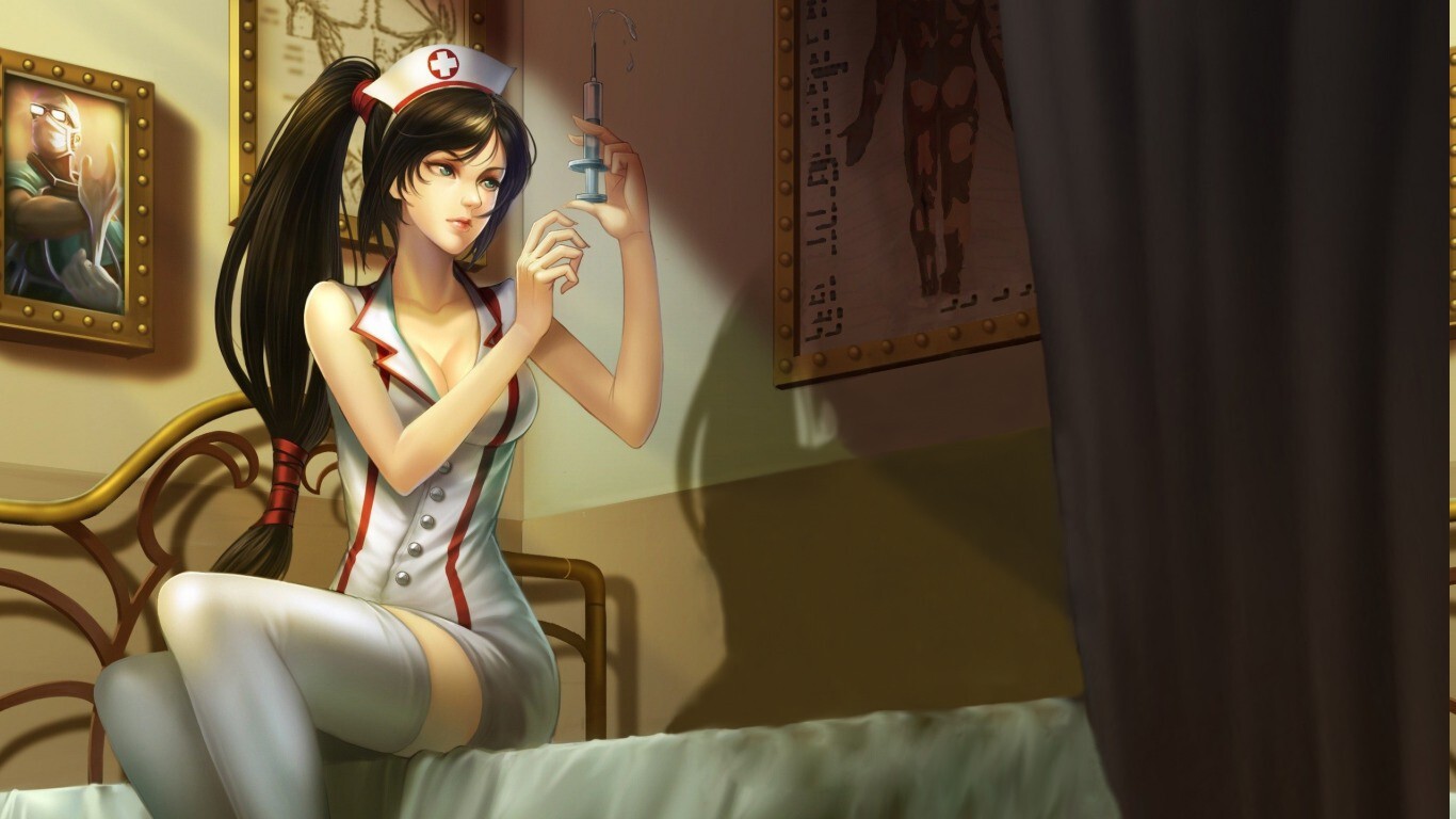 Anime nurse thigh high soft shading custom playmat for league bed