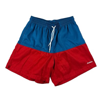 Chubbies Blue Red Colorblock Lined Mesh Lined Mens Swimtrunk Size Large ...