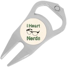 I Heart Nerds Golf Ball Marker Divot Repair Tool Bottle Opener