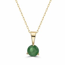 Birthstone 14K Yellow Gold Emerald 0.54 cts 18" Pendant Necklace