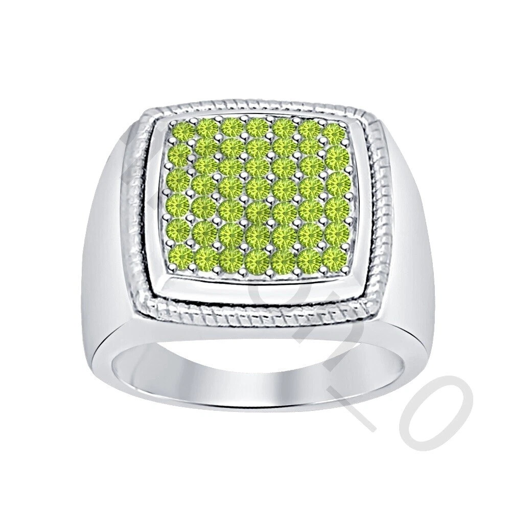 Peridoto anillos de oro blanco 14k para Hombre
