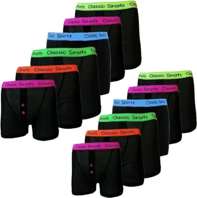BLUEMOON BEDDING 6-12 Pairs Mens Neon Boxers Classic Sports Soft Cotton Trunks Shorts Underwear