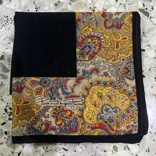 MAN HANKY BLACK YELLOW GOLD PAISLEYS CLASSIC COTTON POCKET ART SQUARE 16 JP145