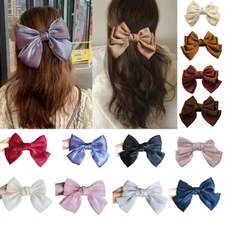 Bow Hairpin Satin Fairy Hair Pins Duckbill Clip Fashion Accessories Solid Color