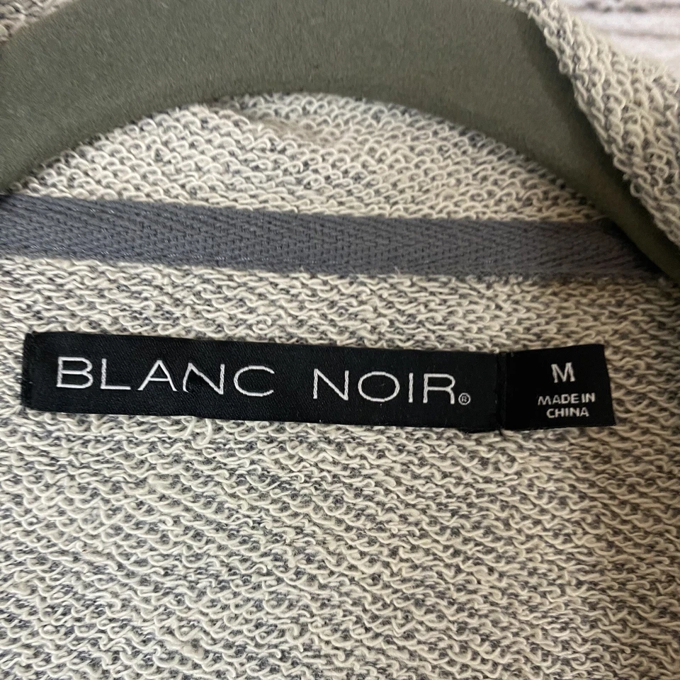 Blanc Noir Moto Zip Ruffle Front Sweater Jacket Cotton Raw Trim Gray Women M - Image 4 of 4