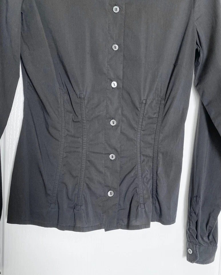 Camisa D&G Dolce Gabbana Negra Vintage Bustier Corsé Deshuesado Cuello 24 38 2 XS Foto 3 de 4