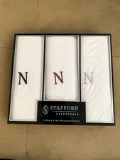 Stafford Mens Hankerchief Set of 3 Monogramed "N" White NOS