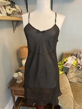 vtg secret treasures womens lingerie sheer black nightie S