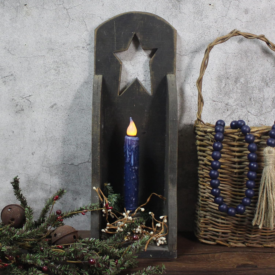 Real Wax Hand Dipped Battery Operated LED Timer Taper Candles Rustic