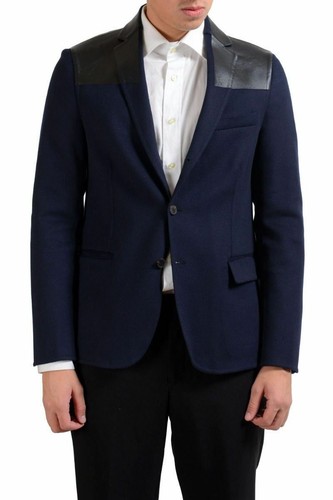 Valentino Uomo Cashmere Lana IN Pelle Blu Giacca Sport Cappotto Taglia 36  38 40 | eBay