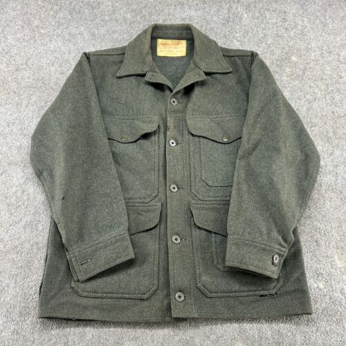 VINTAGE Filson Jacket Mens M? Green Mackinaw Wool Cruiser Coat Flannel Union 50s