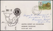 LIONS CLUB-COVER-SWAZILAND-1972-CIRCULATED TO ARGENTINA